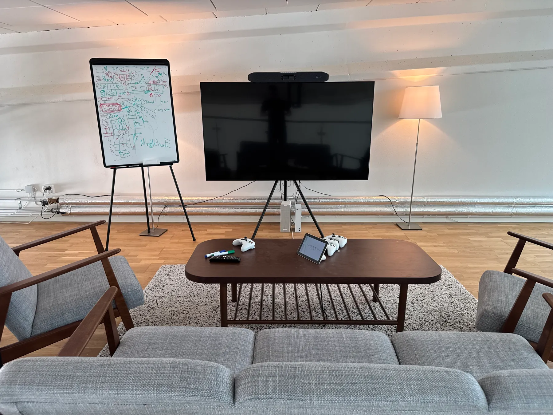Meeting room &mdash; Proper video meetings. 85-inch screen.